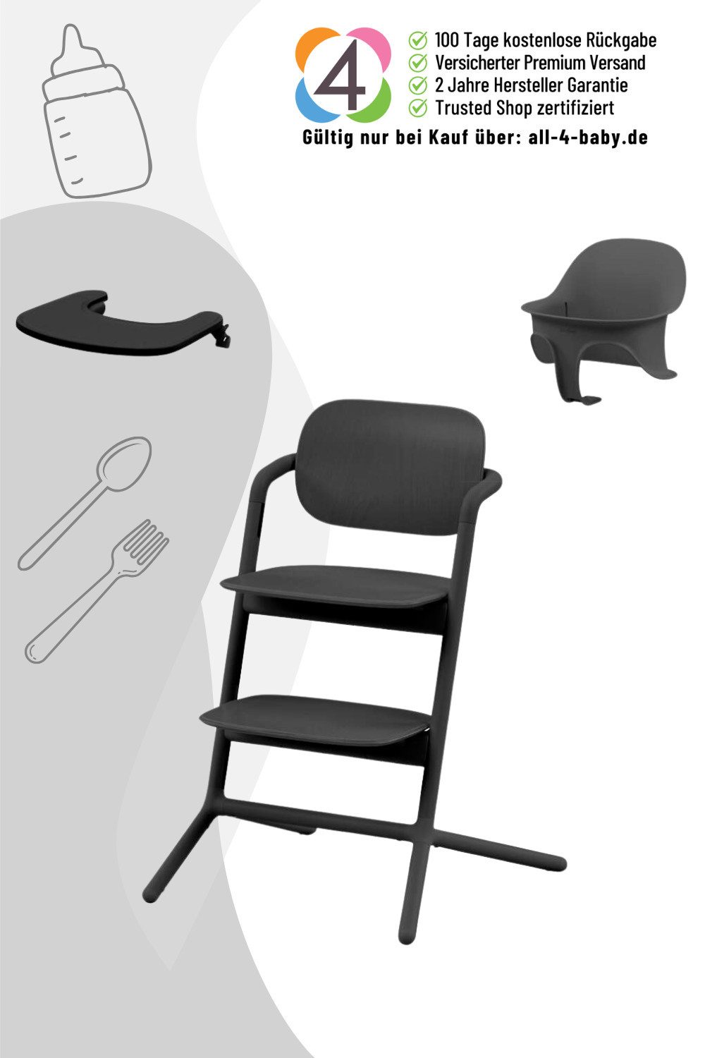 Cybex Hochstuhl Cybex Lemo 2.0 3in1 Hochstuhl Set mit Babyset