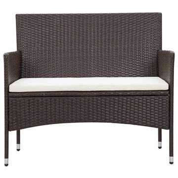 vidaXL Gartenlounge-Set 5-tlg. Garten-Lounge-Set mit Auflagen Poly Rattan Braun, (5-tlg)