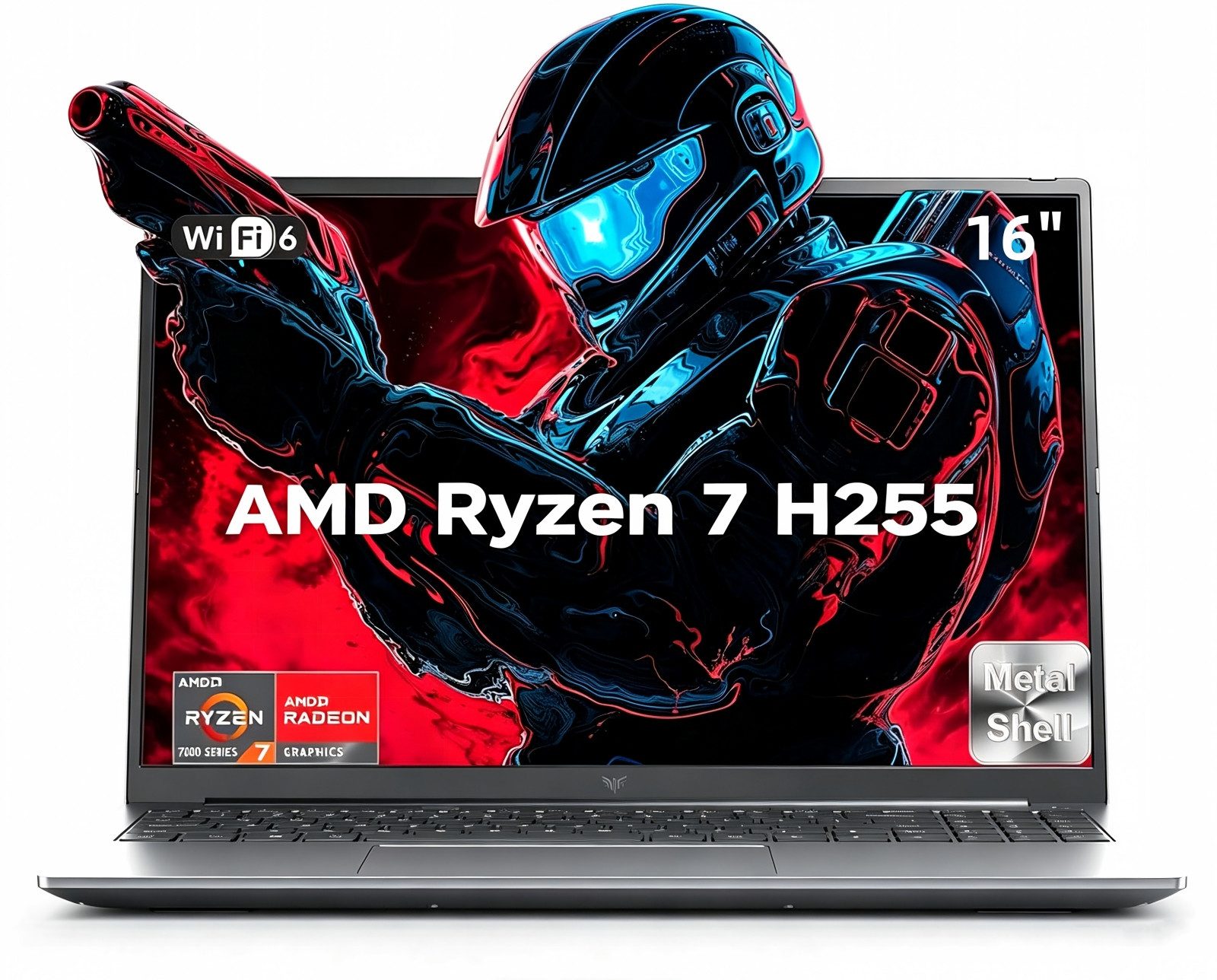 ACEMAGIC 16 Zoll Laptop, 24GB LPDDR5 RAM 512GB SSD, AMD Ryzen 7, Windows 11, WiFi 6 Notebook (AMD AMD Ryzen 7 H255 Ryzen™ 7 H255, AMD Radeon™ 780M, 24 GB, 512 GB SSD, Beleuchtete Tastatur, bis zu 4,9GHz,180° klappbar,Windows 11 pro)