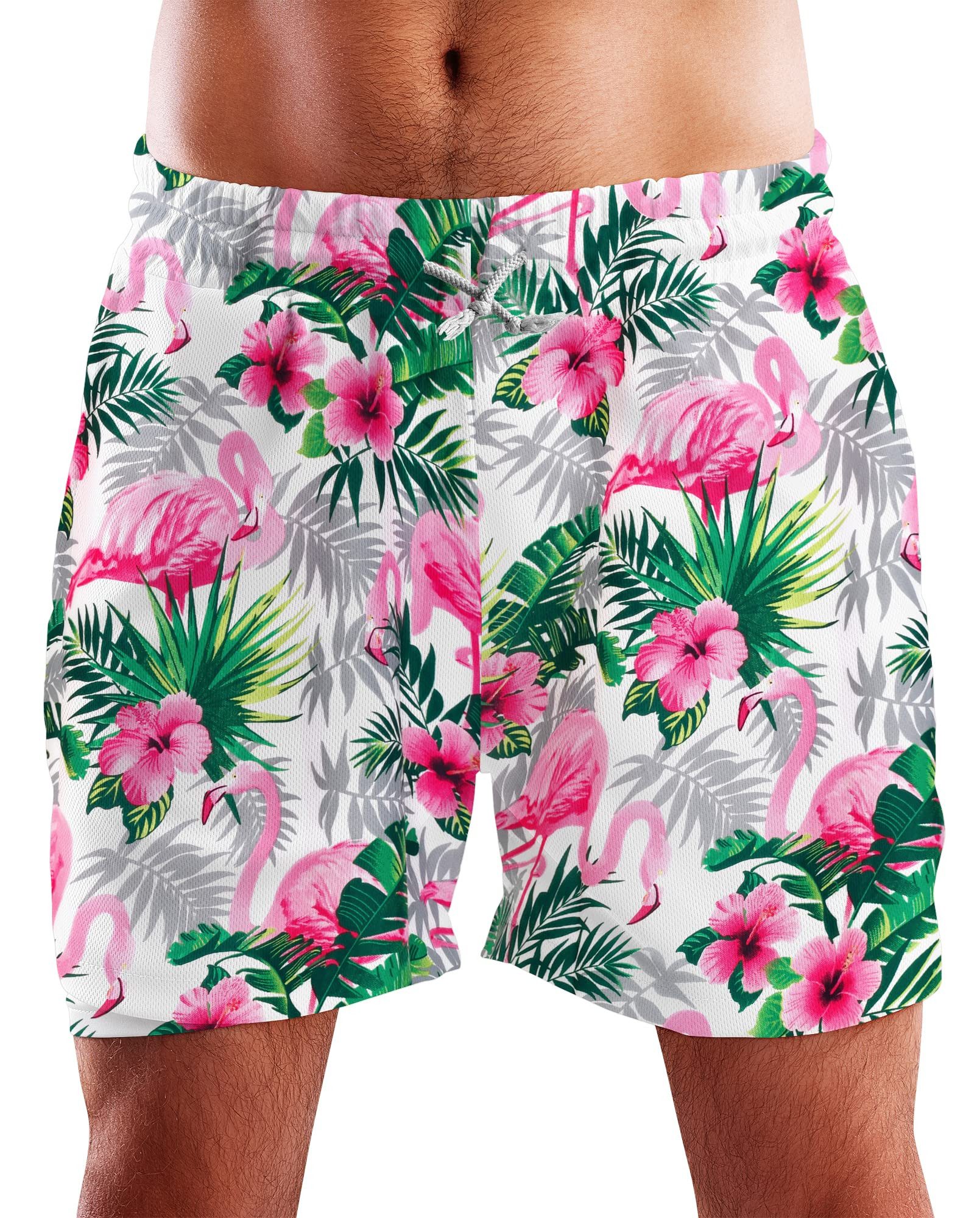 King Kameha Badeshorts Flamingo Flowers Funky Hawaii Bade-Shorts Mesh-Einsa günstig online kaufen