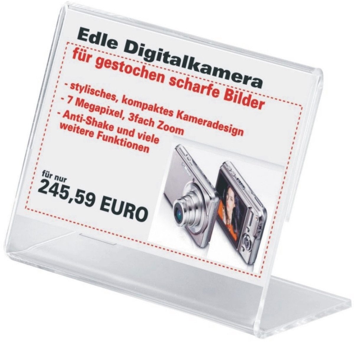 Stehsammler Info-/Preisaufsteller 90x60mm L-Form glasklar VE=10 Stück.
