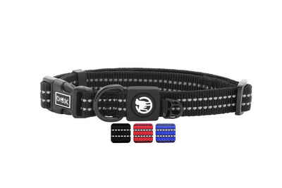 DDOXX Hunde-Halsband Nylon Hundehalsband, reflektierend, verstellbar, Schwarz Mit Neopren L - 2,5 X 45-68 Cm