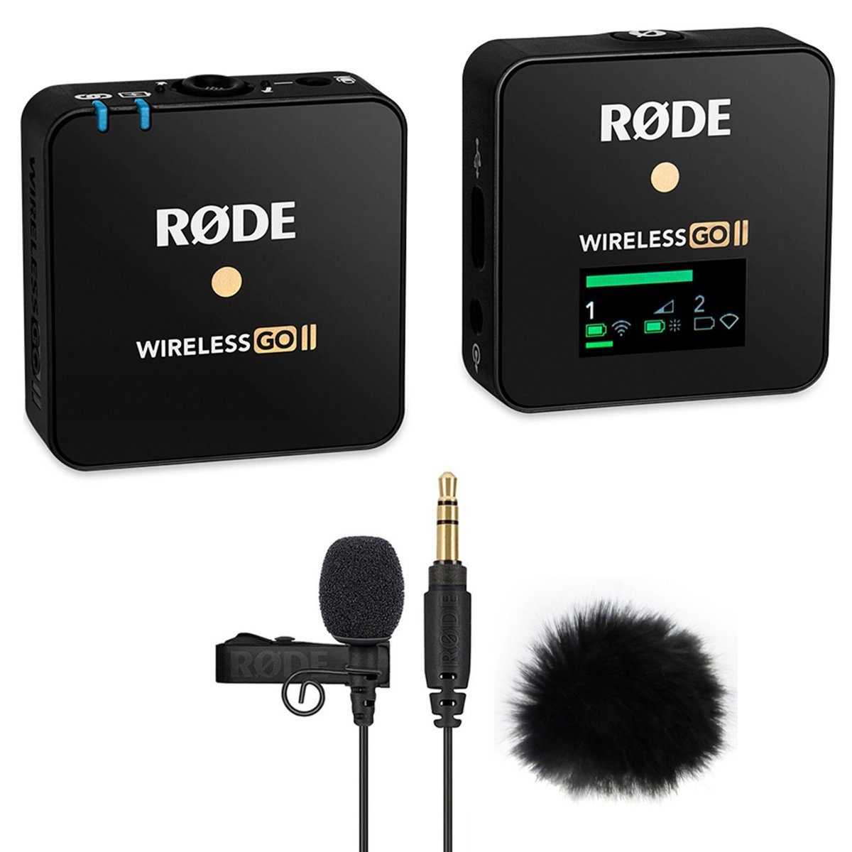Rode Wireless GO II Single mit Lavalier GO mit WS05BK Digitales Aufnahmegerät