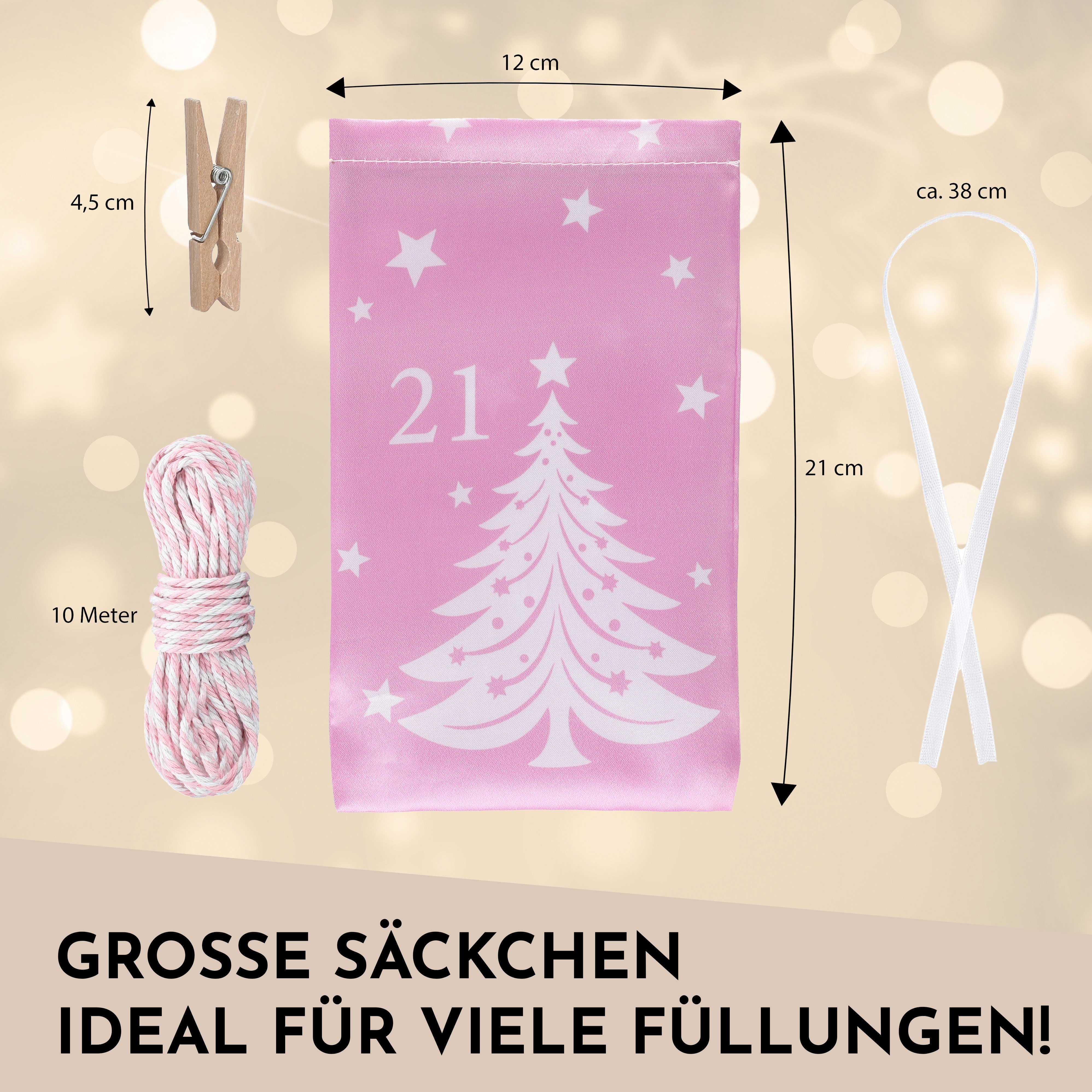 Nordstern befüllbarer Adventskalender Stoffsäckchen 24er Set als Selbstgemachter Weihnachtskalender, für Kinder, Mädchen und Frauen – Bild 5 von 5