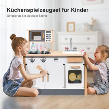 XDeer Spielküche Spielküche Kinderküche aus Holz Kochset Klassisches, Kinderküchen-Spielset Rollenspiel für Mädchen und Jungen