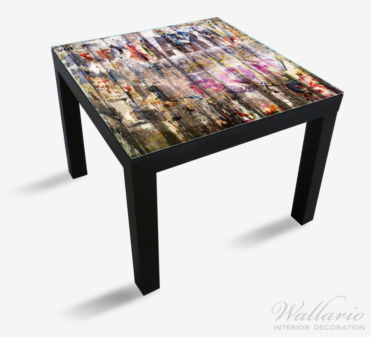 alter Tischplatte Ikea (1 St), Lack Schrift Bemalte Wallario Tisch mit Holzplanken geeignet für