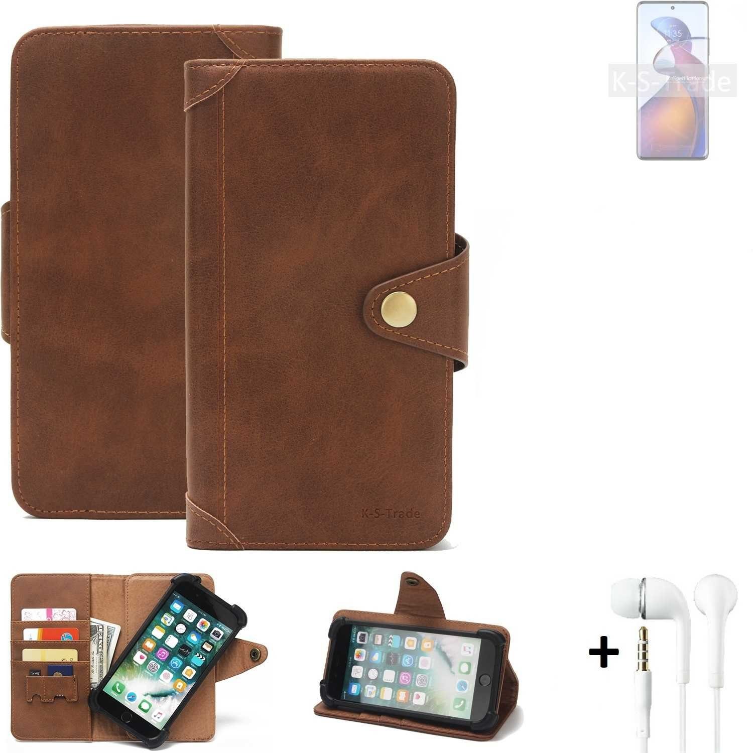 K-S-Trade Handyhülle für Motorola Edge 30 Fusion, Handyhülle + Kopfhörer Schutz Hülle Walletcase Bookstyle Tasche