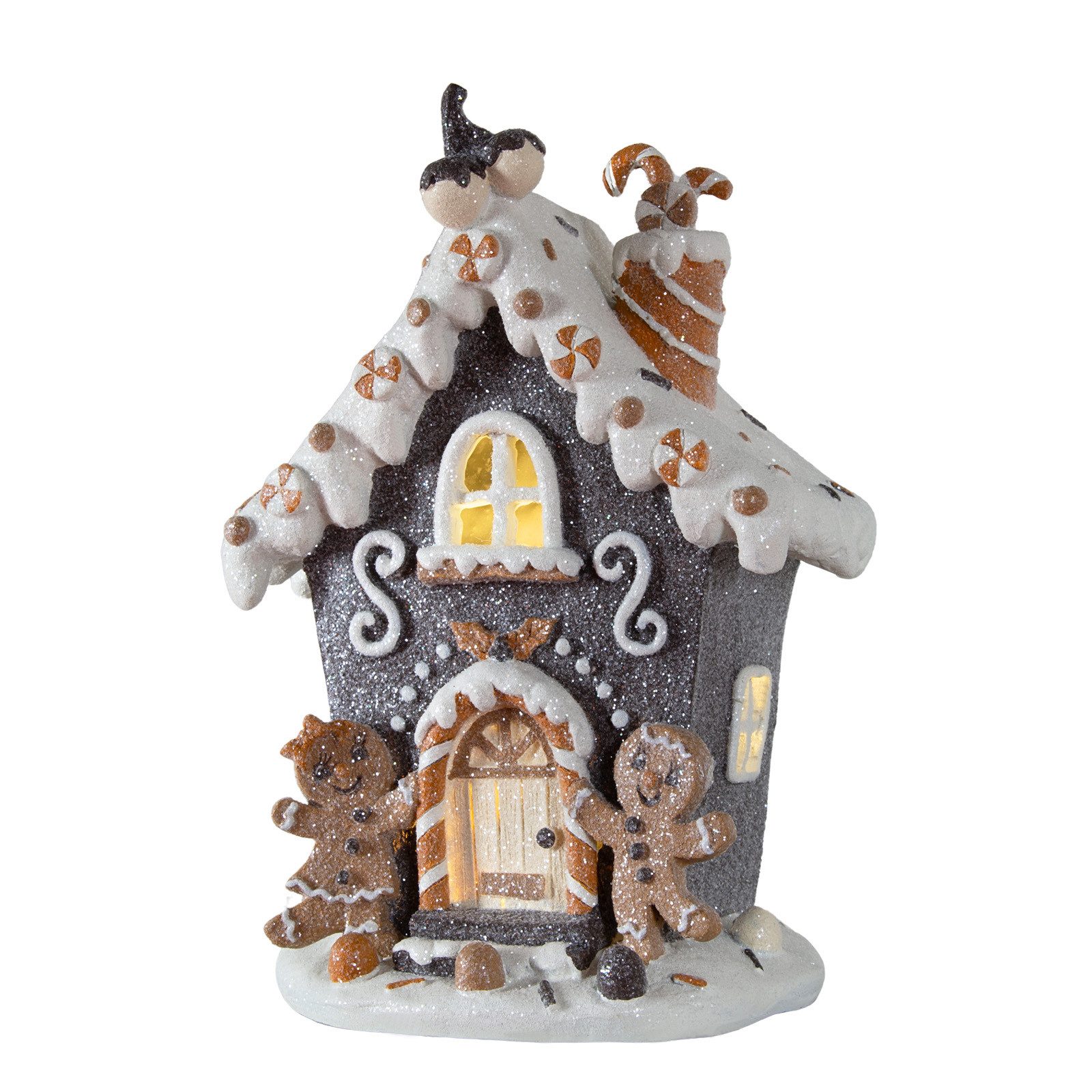 Christmas Paradise Weihnachtshaus LED Lebkuchenhaus 20cm, in schwarz-braun-weiß