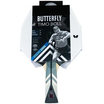 Butterfly Tischtennisschläger 2x Timo Boll Vision 2000 + Cell Case 2 + Bälle, Tischtennis Schläger Set Tischtennisset Table Tennis Bat Racket