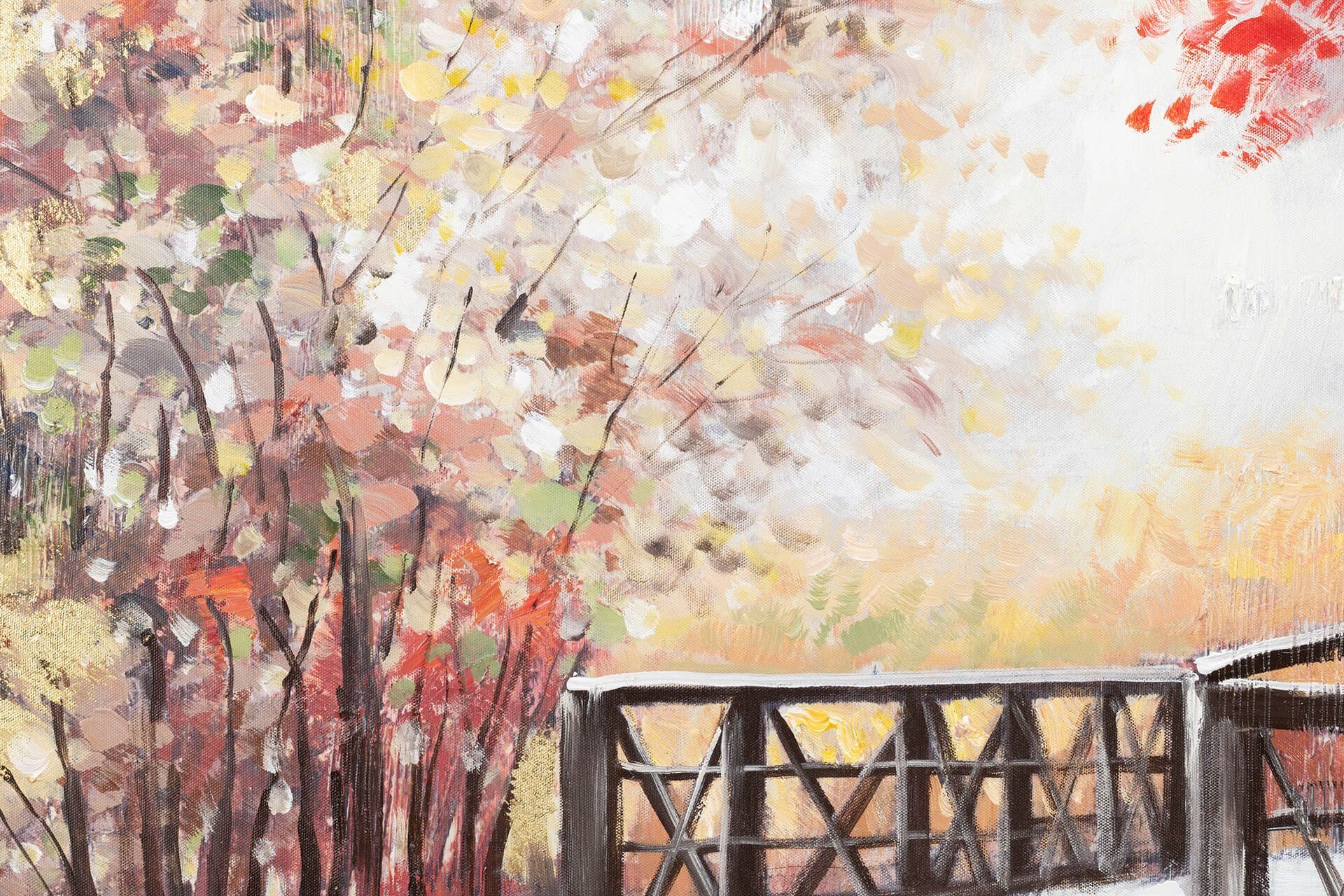 KUNSTLOFT Leuchtender Wandbild Leinwandbild cm, HANDGEMALT Gemälde Herbsttag Wohnzimmer 100% 100x75