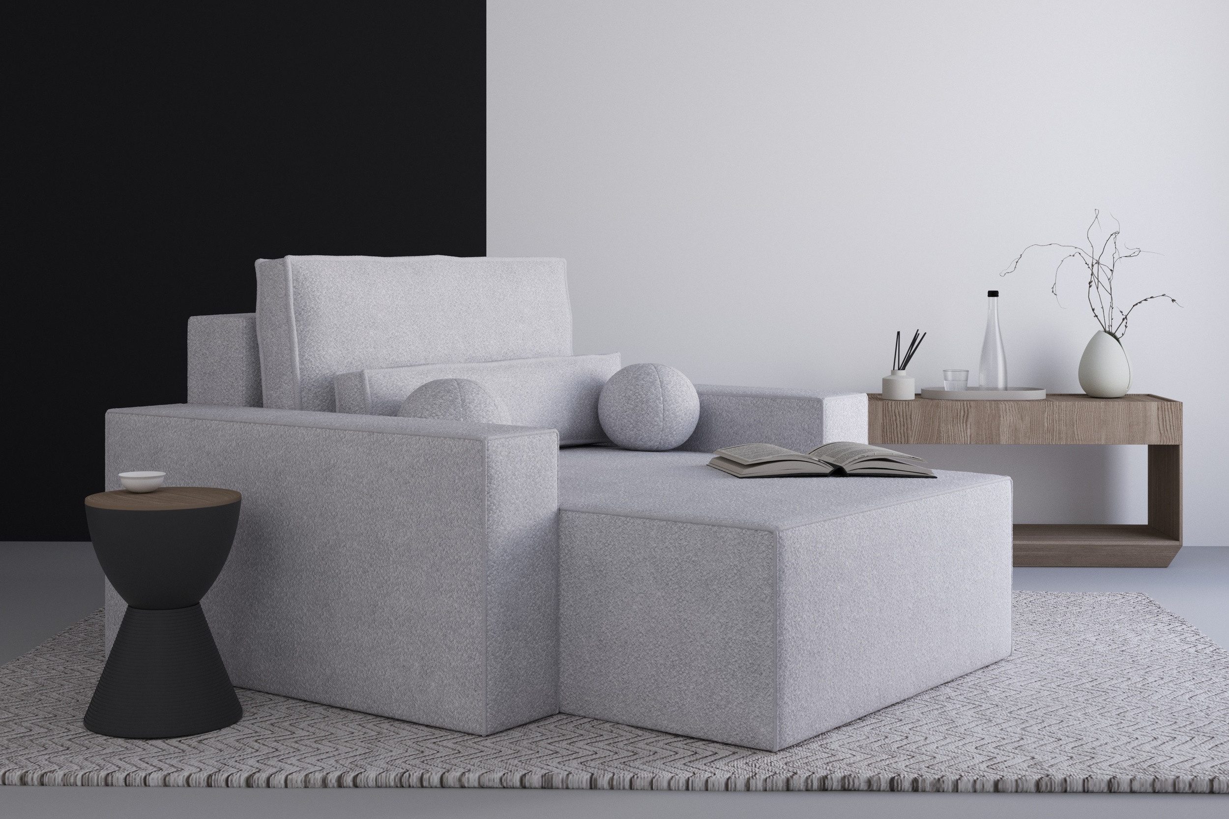 MOEBLO Chaiselongue Denver aus Bouclé, – günstig online kaufen
