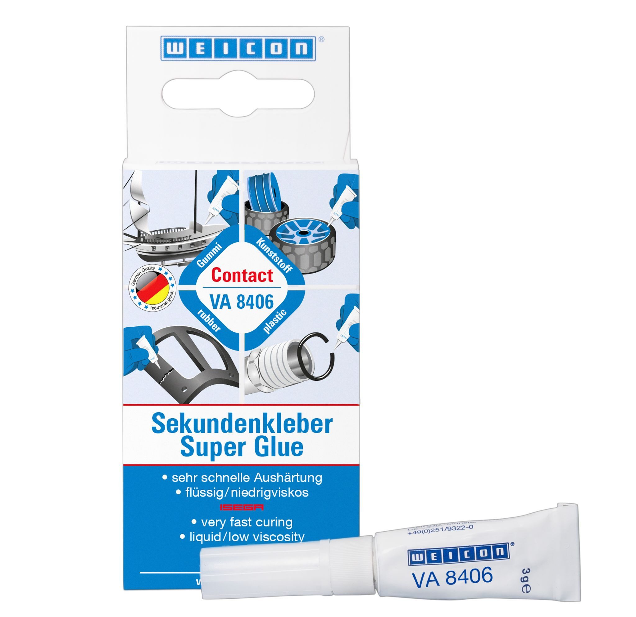 WEICON Sekundenkleber VA 8406 Cyanacrylat-Klebstoff, ISEGA-zertifiziert, niedrigviskos