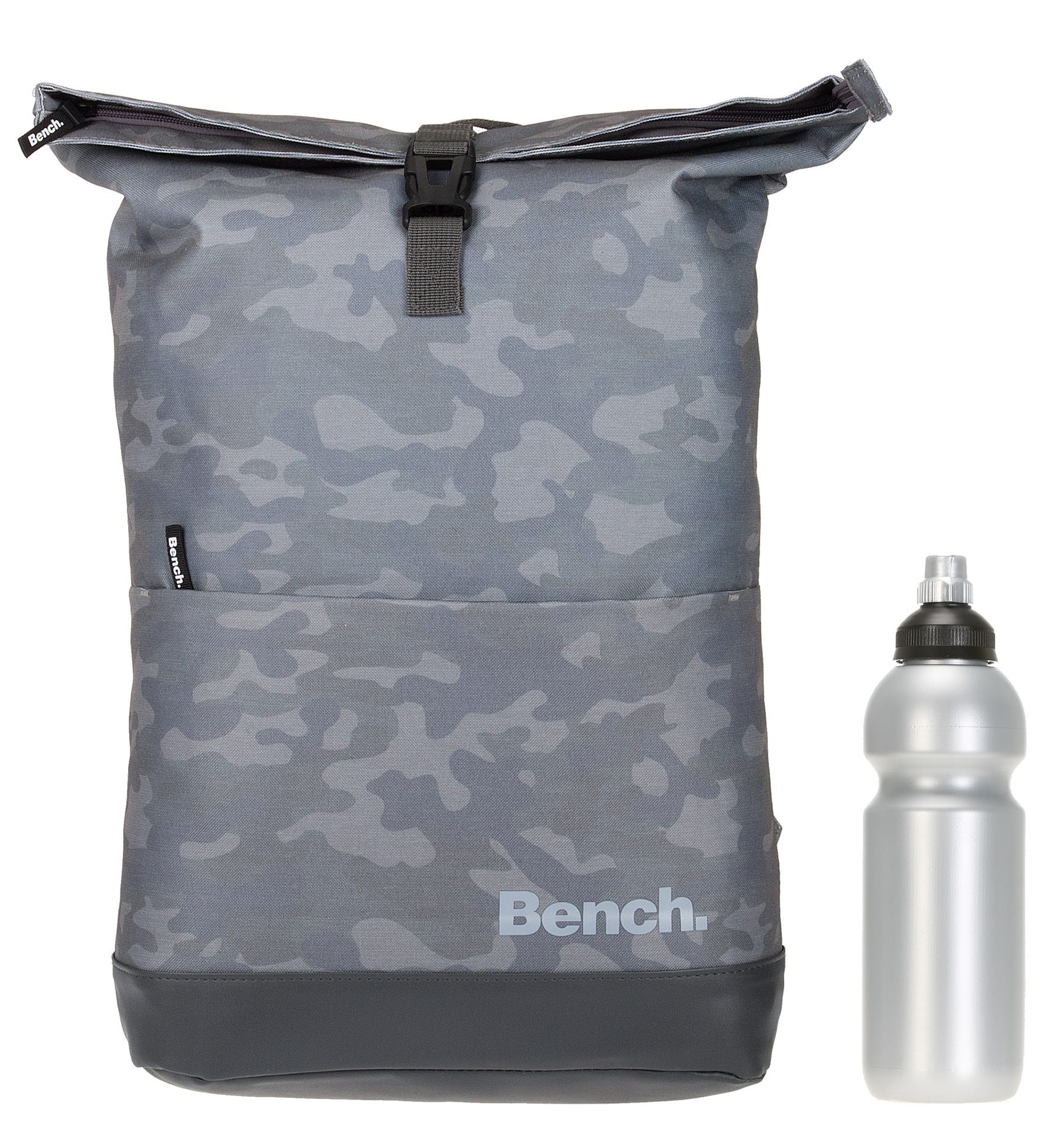 Bench. Rucksack Damen Herren Kurierrucksack Laptop Fach Roll-Top, 19 Liter Daypack DIN A4 mit Geheimfach 64180 + Trinkflasche