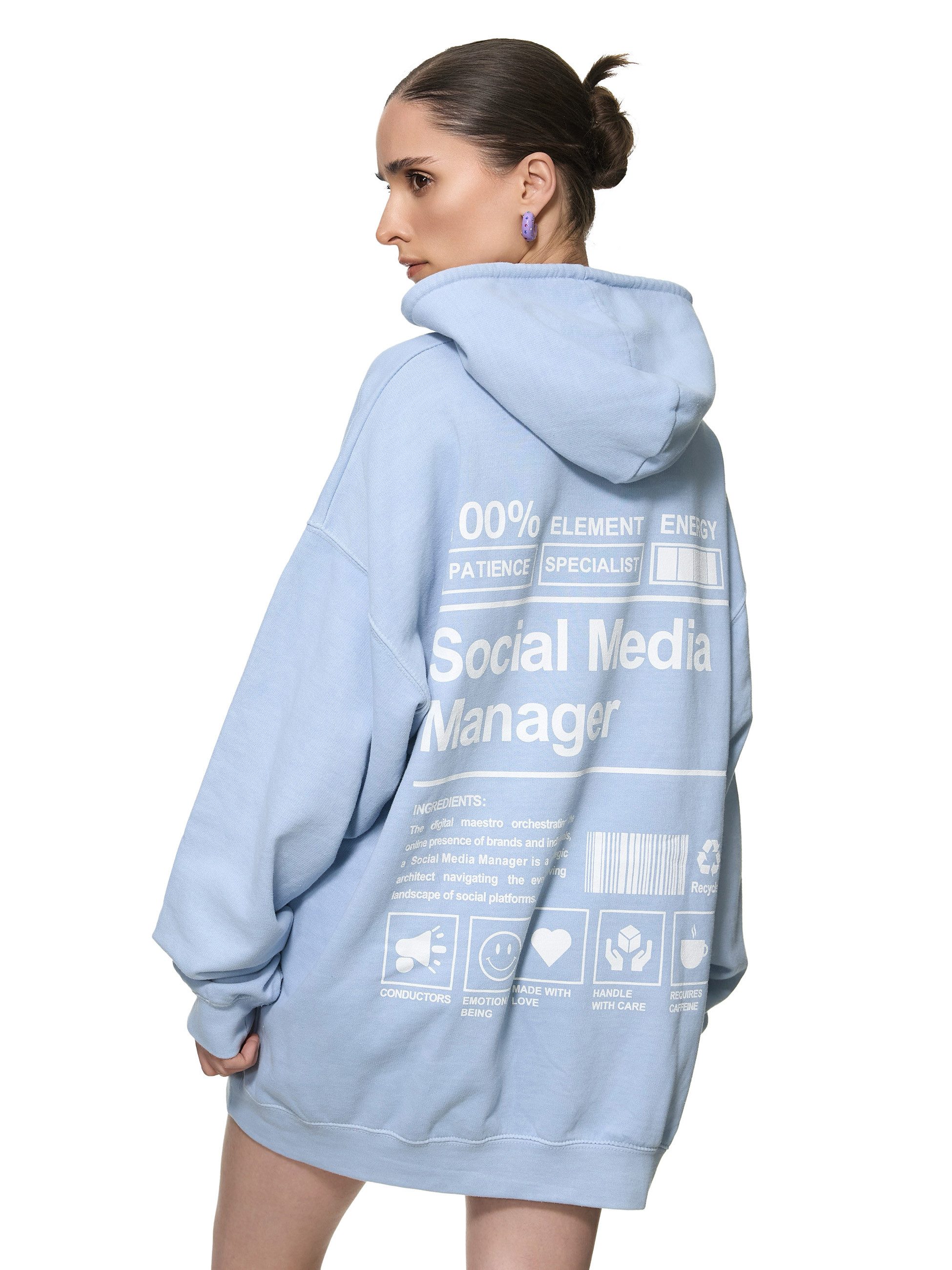 Worldclassca Hoodie Worldclassca Oversized MANAGER Print Hoodie Kapuzenpullover Sweatshirt Print - SOCIAL MEDIA MANAGER - ENERGY 100%