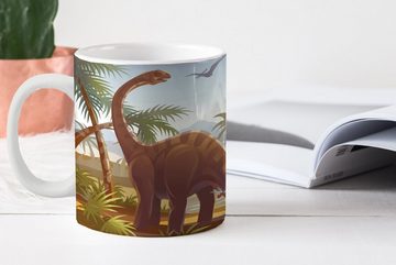 MuchoWow Tasse Dinosaurier - Landschaft - Tropisch - Kinder - Jungen, Keramik, Kaffeetassen, Teetasse, Becher, Teetasse, Geschenk