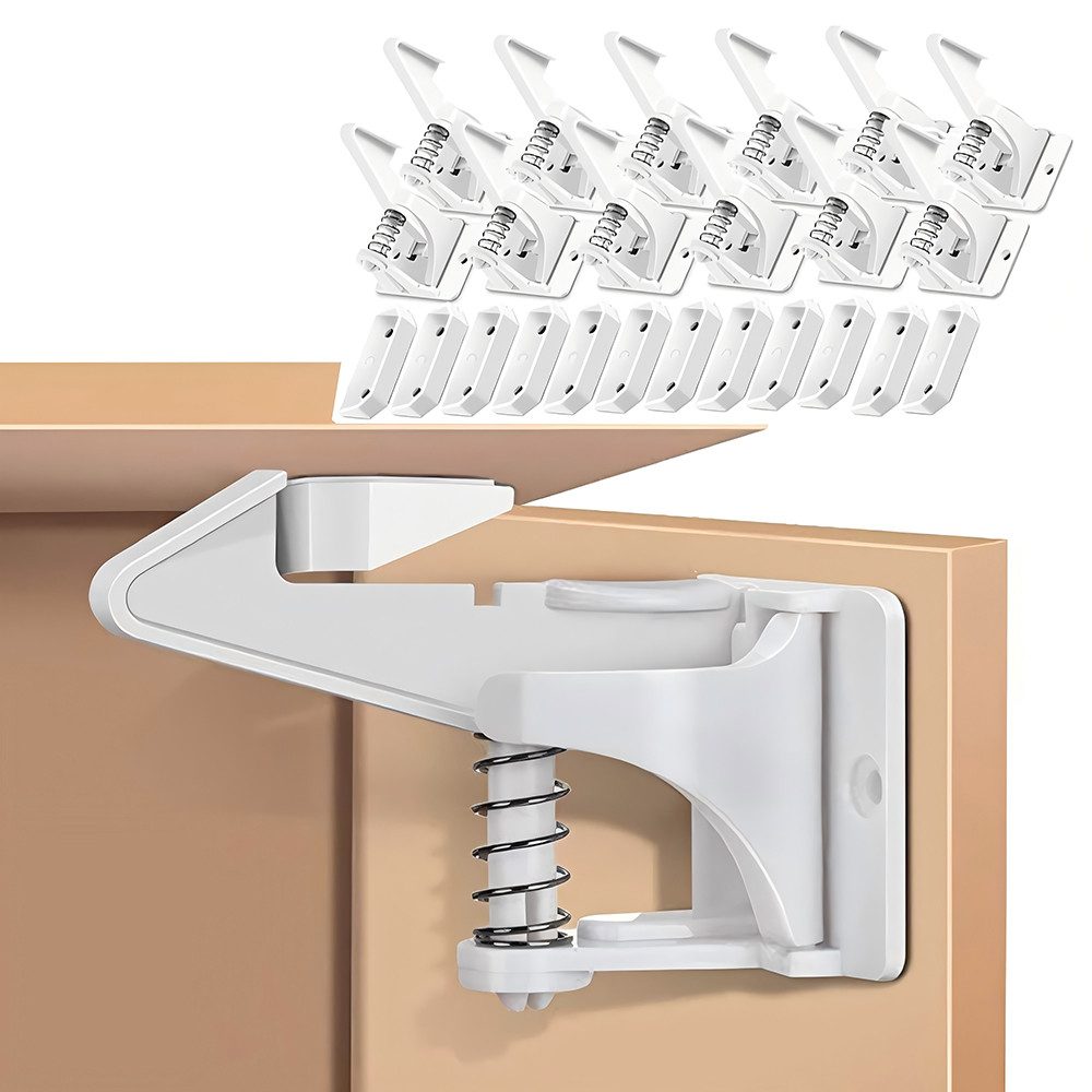 TUWENA Kindersicherung 12 Pack Kindersicherung Schrank, Unsichtbare Schranksicherung, Montage Ohne Bohren Und Schrauben, Schubladen Und Küchen Schranktüren