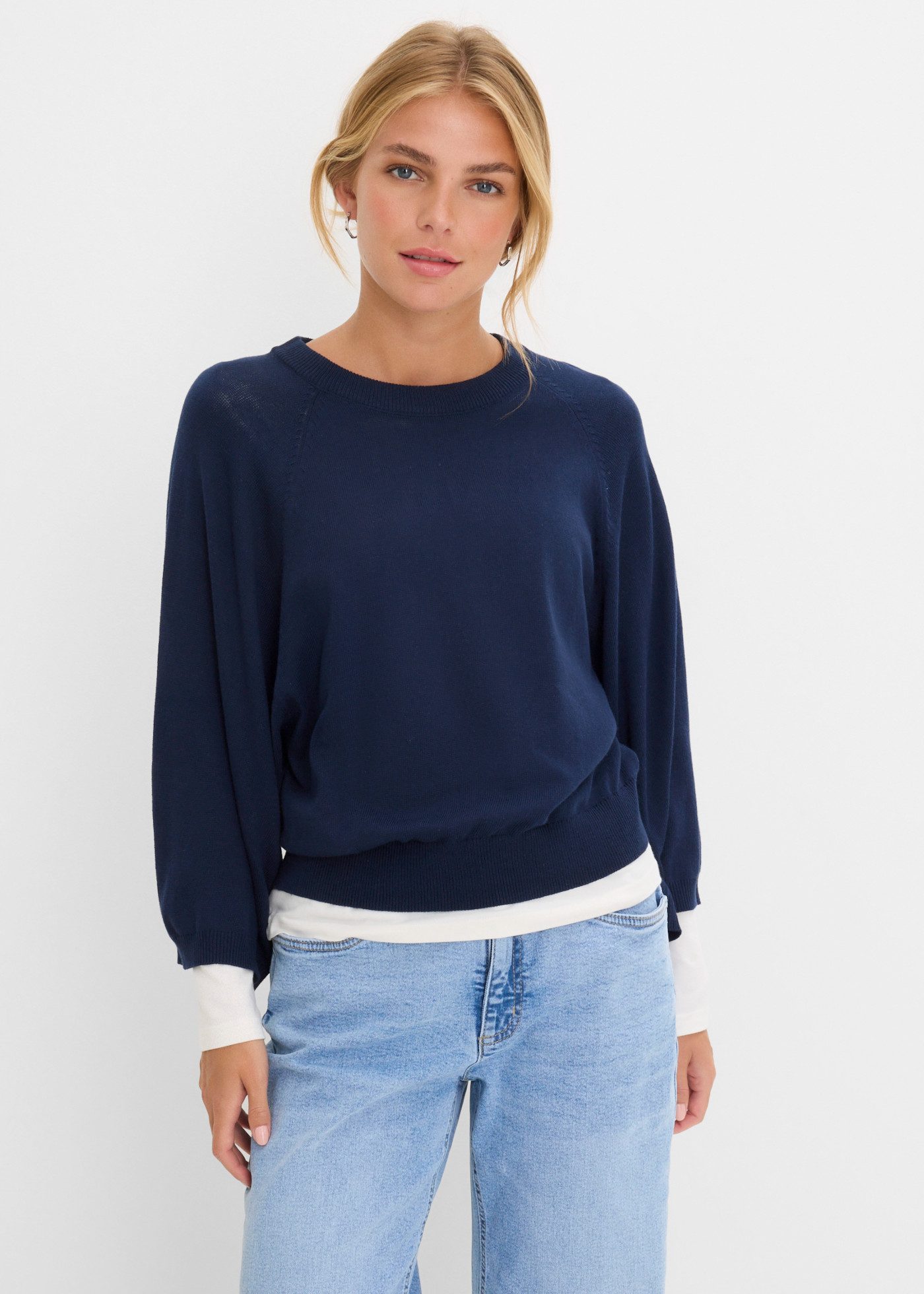 bonprix Strickpullover im Oversize-Schnitt, mit 3/4-Ärmeln, eleganter Stil