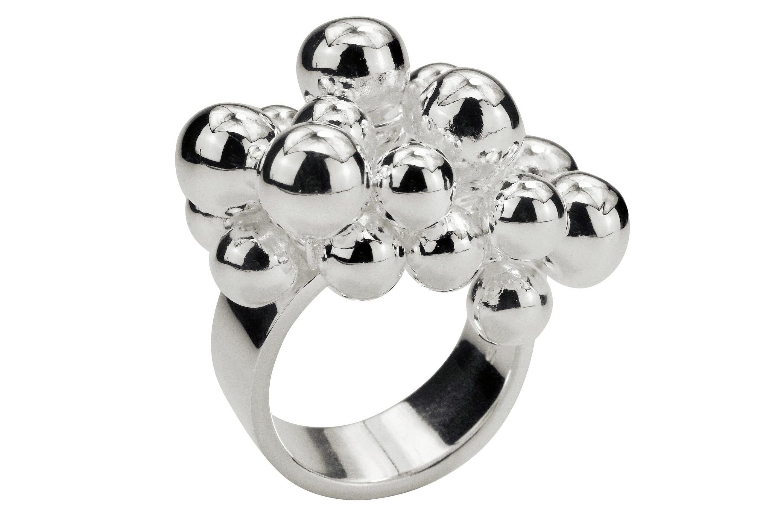 SILBERMOOS Silberring Extravaganter Designring mit beweglichen Kugeln, 925 Sterling Silber