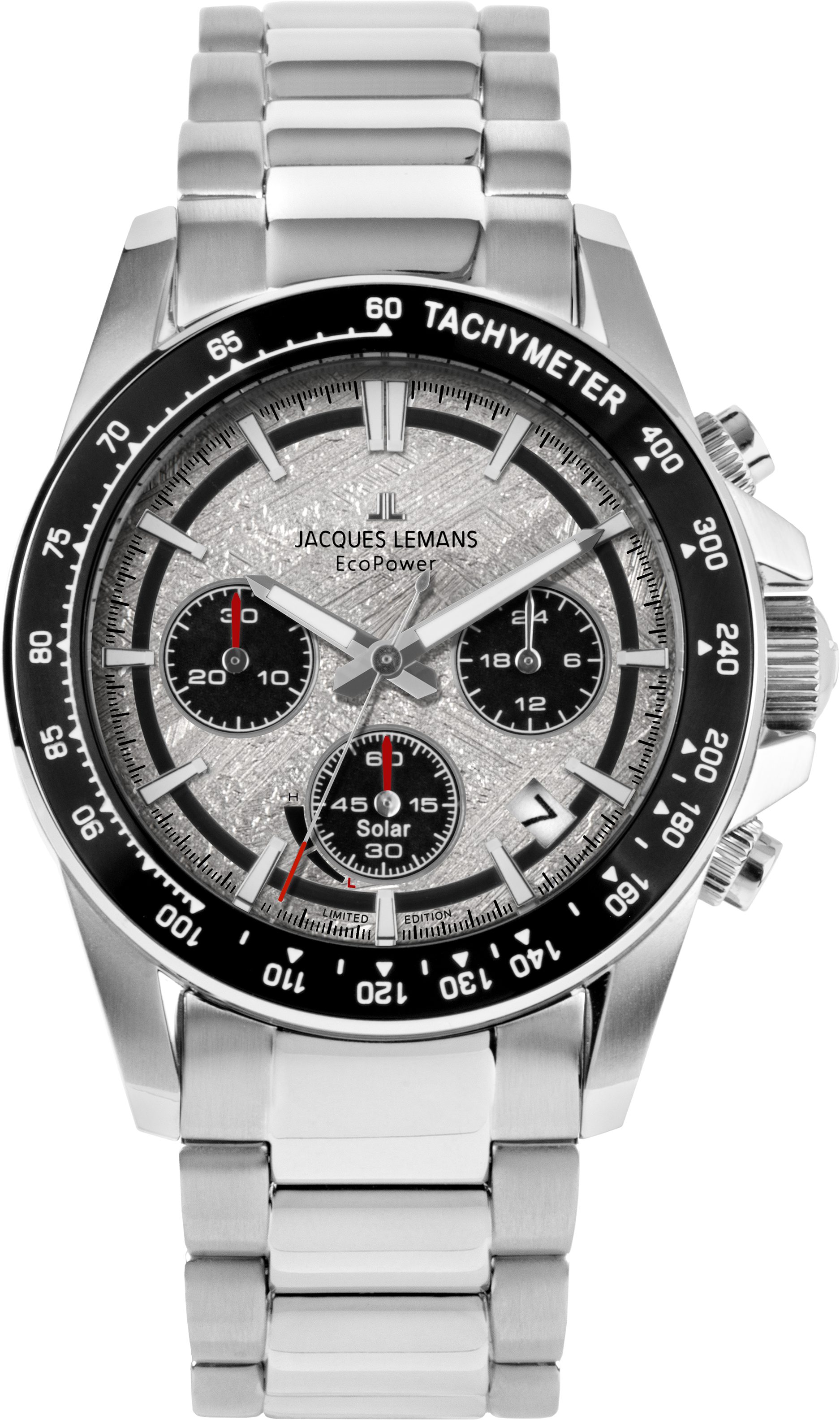 Jacques Lemans Chronograph Eco Power Limited Edition 50-10A, (Set, 3-tlg., mit Wechselwerkzeug und -band), Armbanduhr, Solar, Herrenuhr, Keramik, Ideal auch als Geschenk, analog