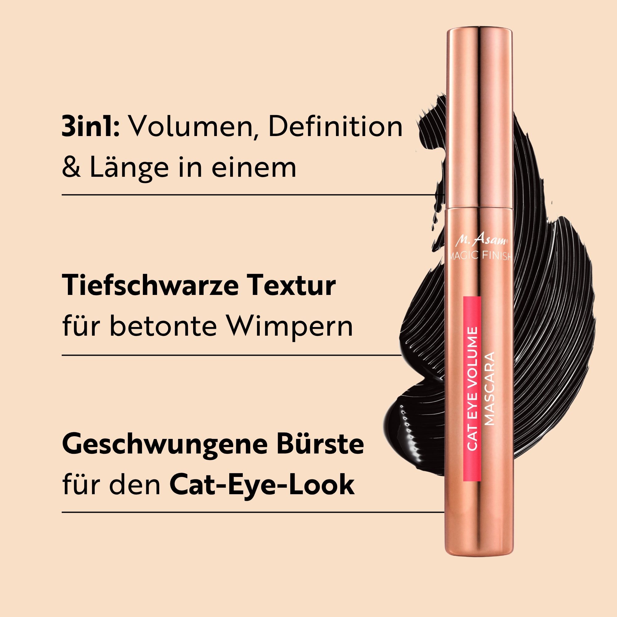 asambeauty Mascara Cat Eye Volumen Mascara Deep Black – Bild 2 von 5