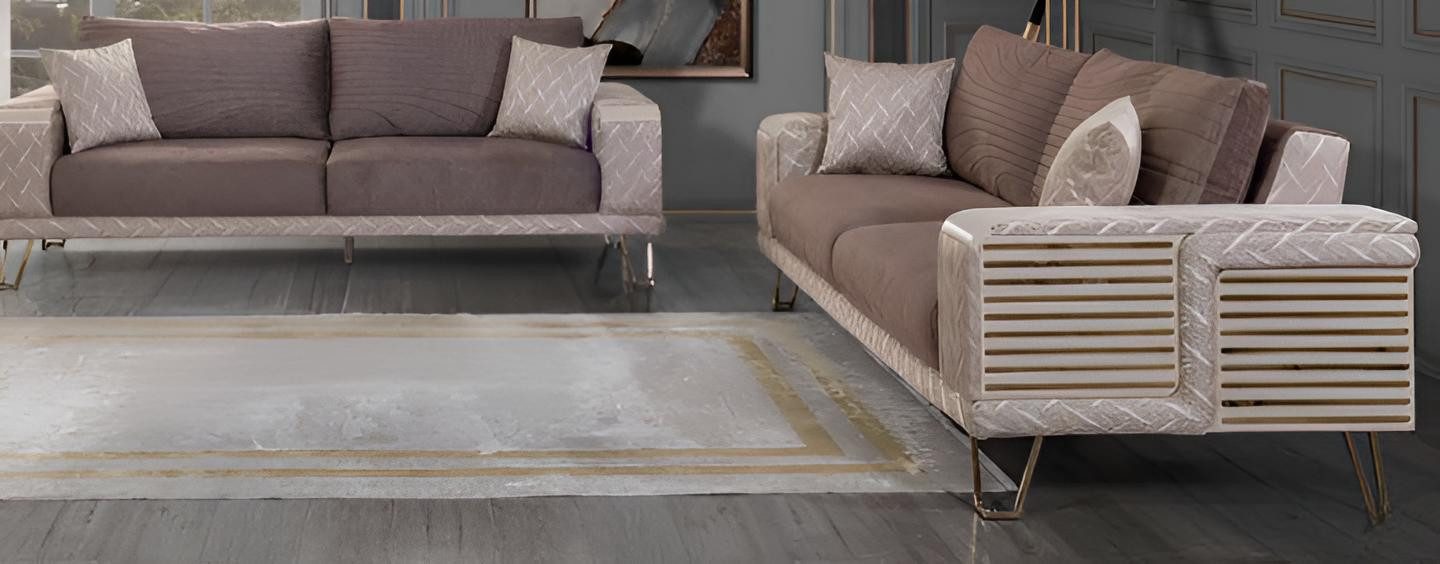 JVmoebel Minimalistische Sofa-Set 3+3 Holzrahmen Stilvolles Design Glatte Ecken, (2-tlg)