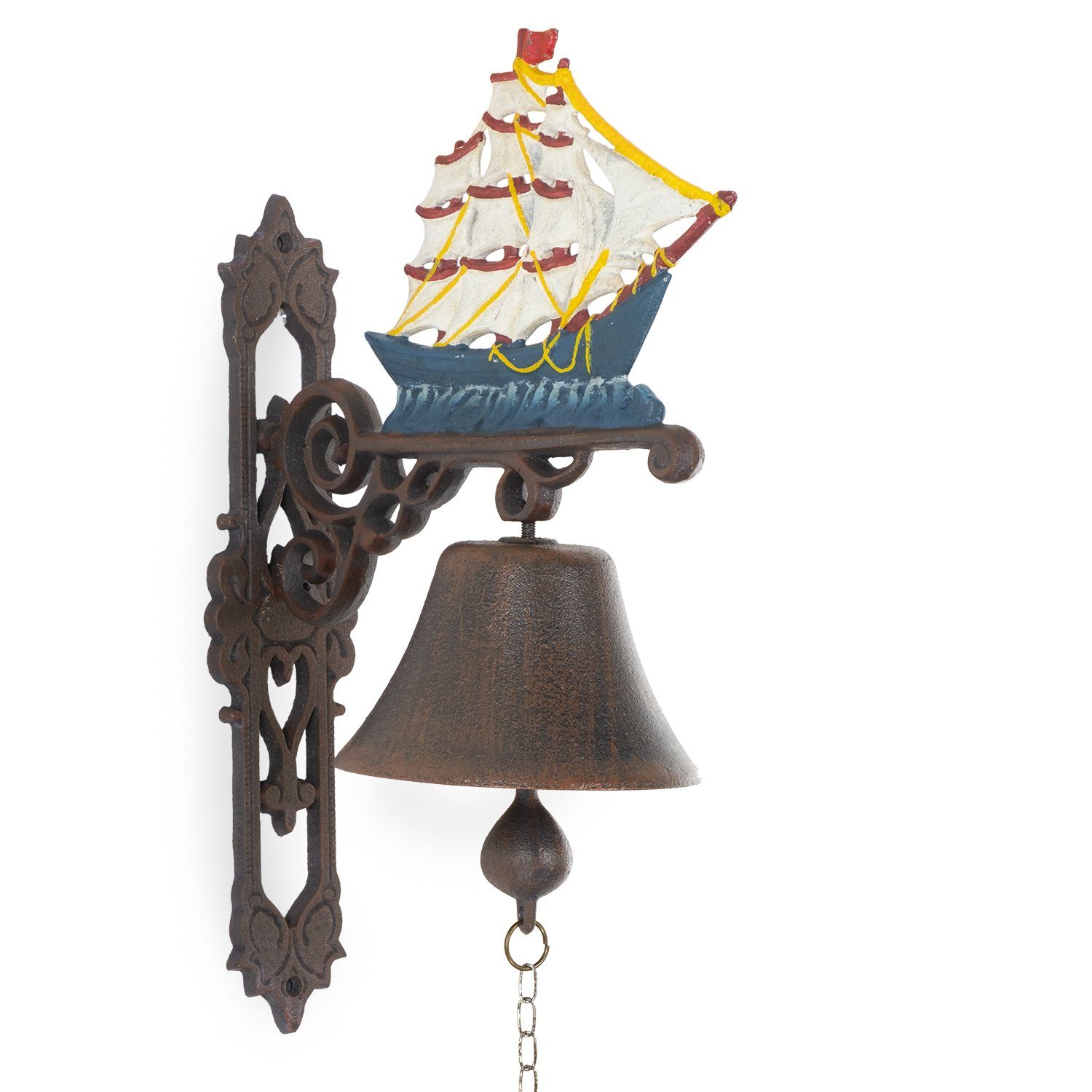 Türglocke Gusseisen Klingel Segelboot, Glocke Moritz Wandglocke (Wandglocke), Antik Glocke Schiff Landhaus Gartenfigur Gong