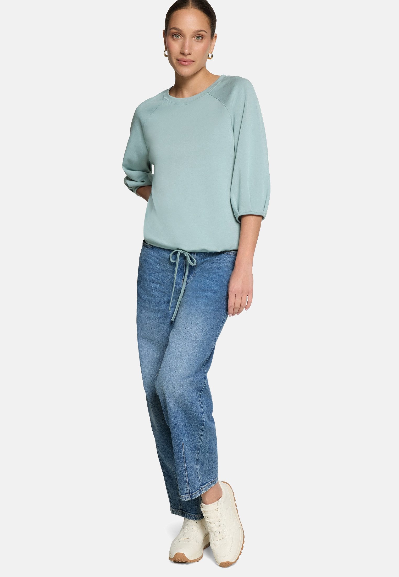 Zero Kurzarmshirt Damen unifarben (1-tlg) Falten