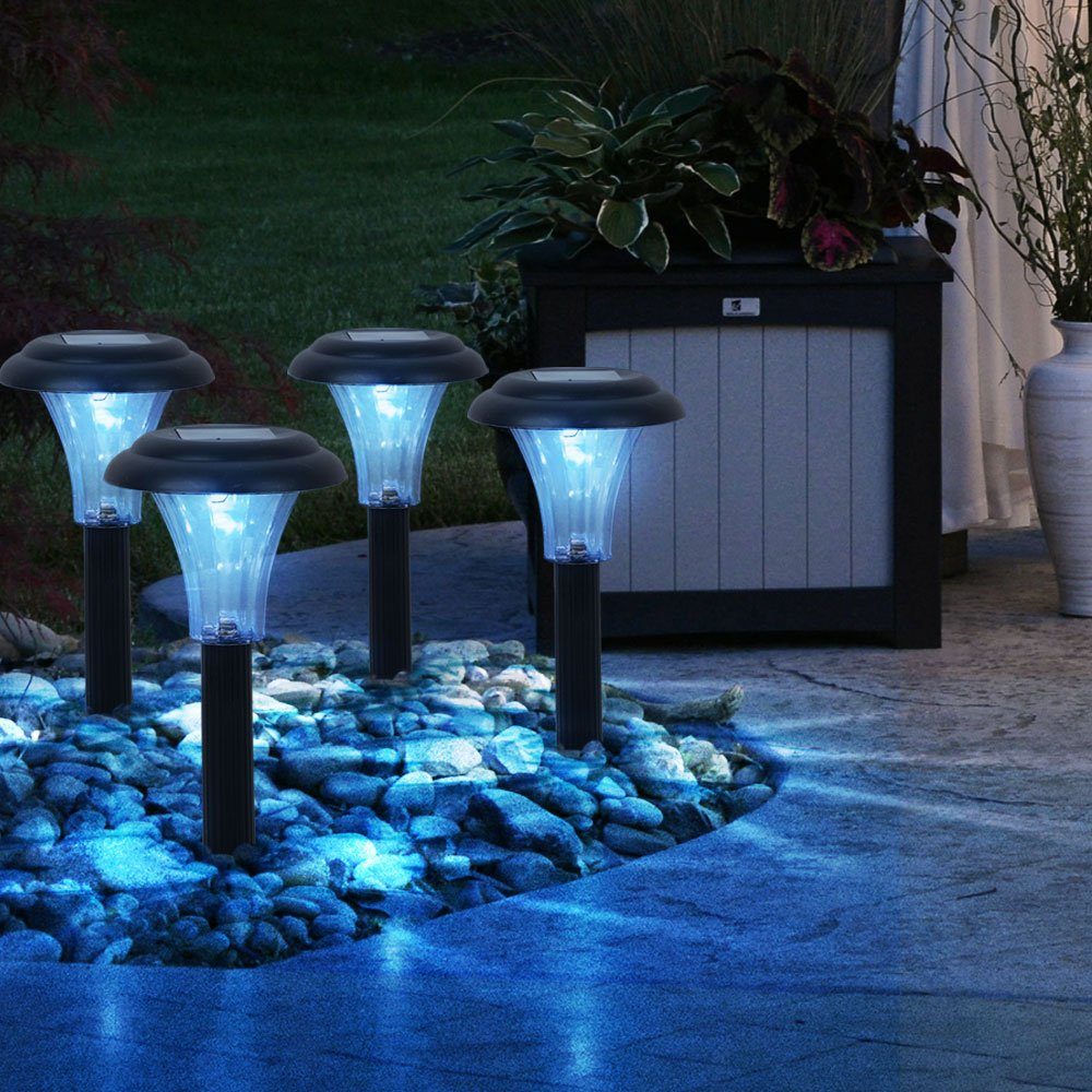 etc-shop 8er Außen Leuchten Garten LED-Leuchtmittel verbaut, Steck Lampen LED Beleuchtungen Set Solar Gartenleuchte, fest LED