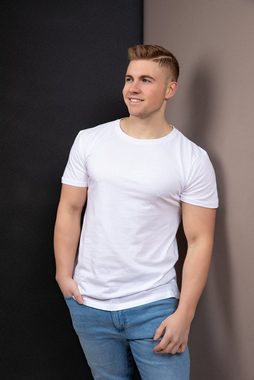 Paolo Renzo T-Shirt (2-tlg) Rundhals Basic T-Shirt O-Neck 2,4 oder 8 Stück - Shirt mit Rundhalsausschnitt aus 100% Baumwolle - Weiß oder Schwarz