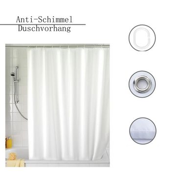Caterize Duschvorhang 1 Stück Anti-Schimmel Duschvorhang Weiß,Textil-Vorhang,180 x 200 cm