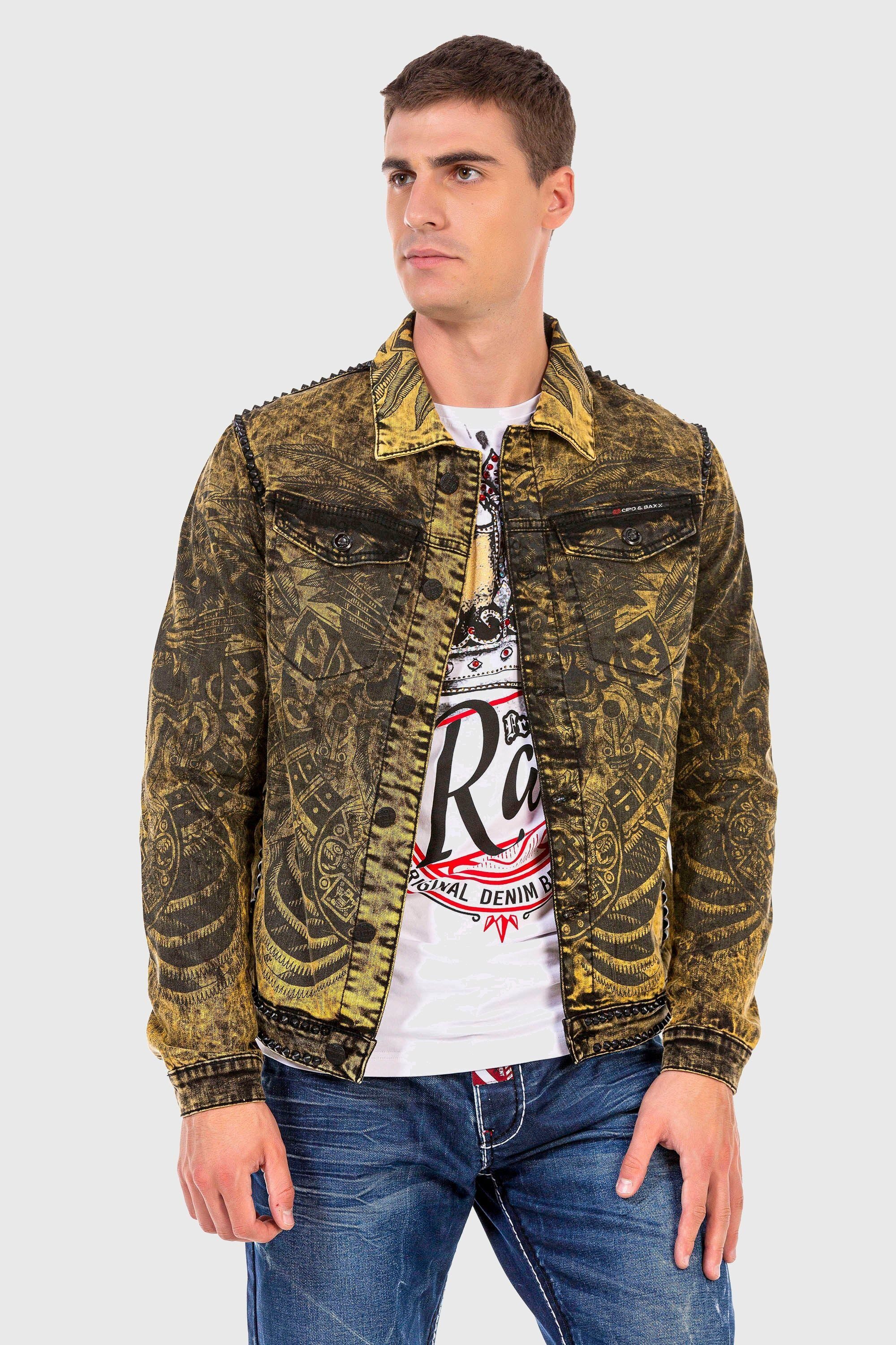 Cipo & Baxx Jeansjacke 'JEANS JACKET' mit coolem Alloverprint günstig online kaufen