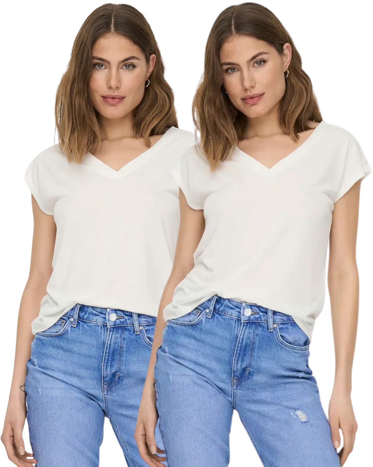 ONLY Shirtbluse Damen Basic V-Neck Shirt günstig online kaufen