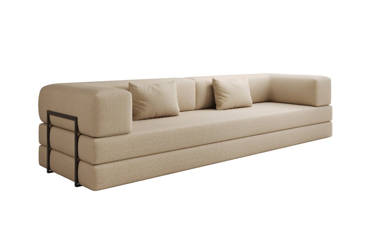 Luxusbetten24 Sofa Designer Sofa Lazy 3 Sitzer XXL, mit Liegefunktion und Bouclé-Bezug