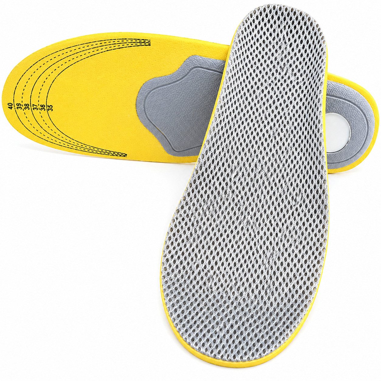 COOL-i ® Einlegesohlen 3D Einlegesohlen zuschneidbar, atmungsaktiv & stoßdämpfend, bei Plattfuß, Fersensporn & allgemeinen Fußschmerzen