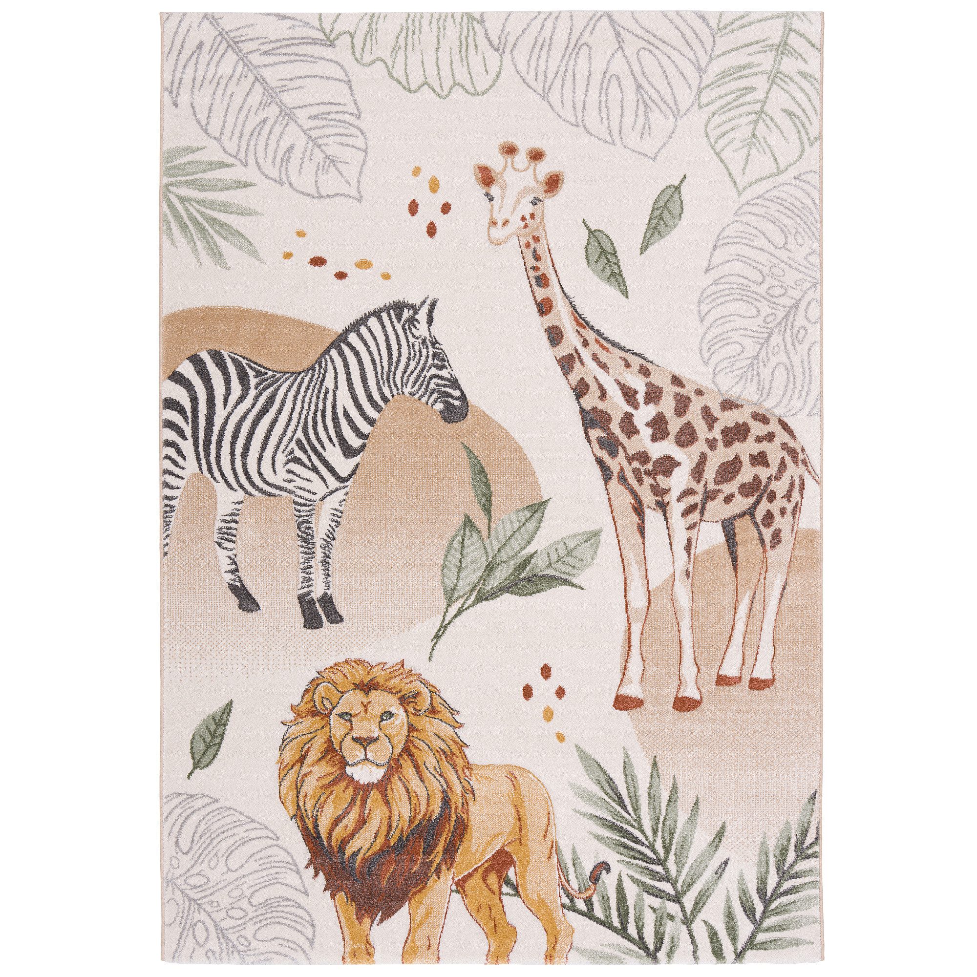 Pergamon Kinderteppich Kinder Teppich Maui Kids Giraffe Zebra Löwe, Rechtec günstig online kaufen