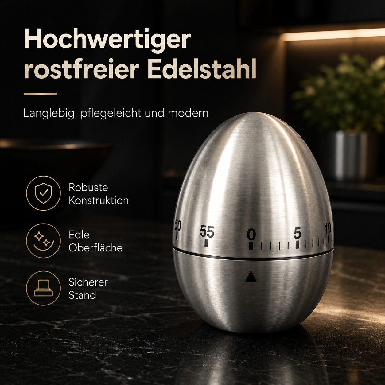 Fyrove Intervall-Timer Mechanische batterielose Edelstahl 60 Min Timer Küche Werkzeug (Set, mechanische Rotation, keine Batterie erforderlich), Timer, Küchentim – Bild 5 von 5