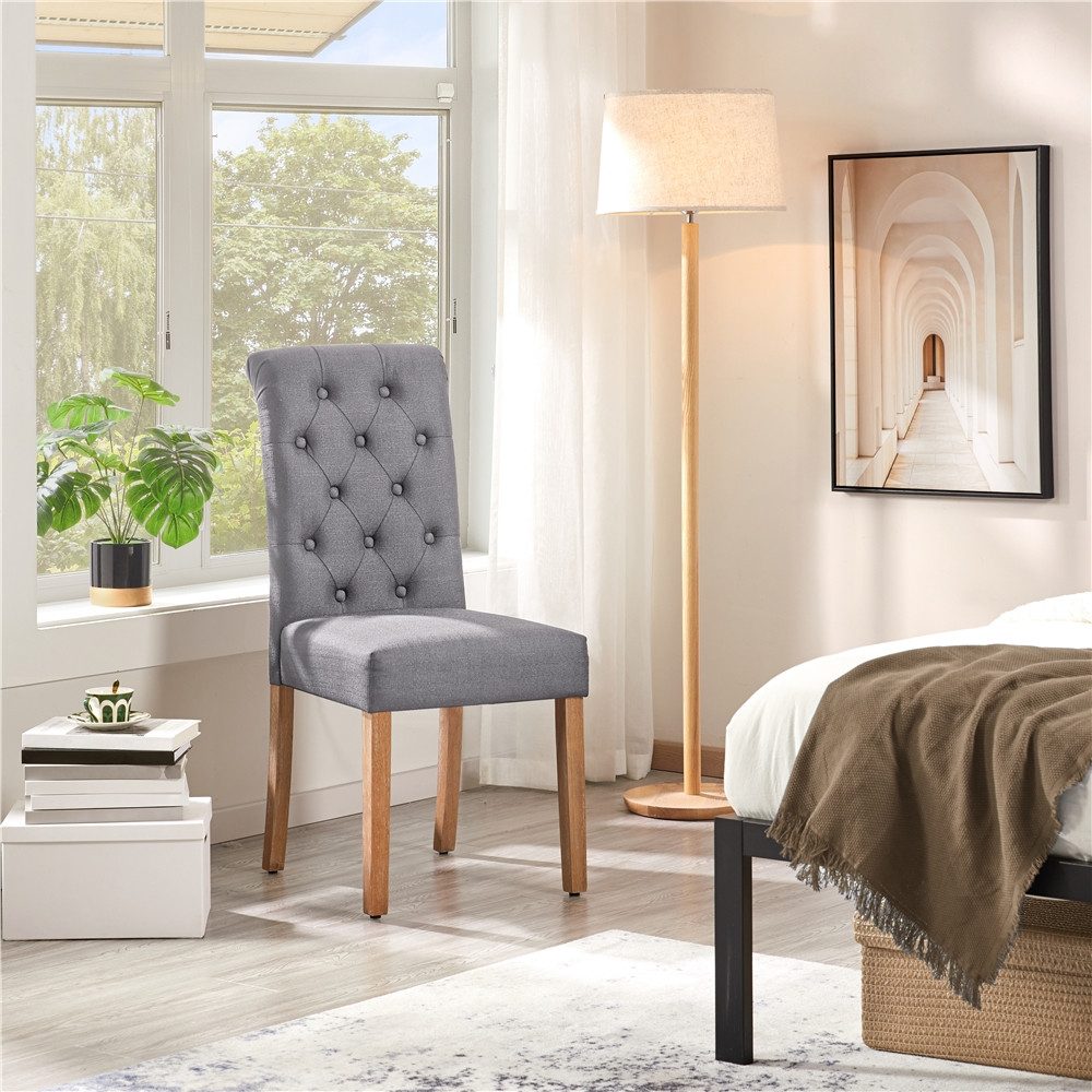 Yaheetech Esszimmerstuhl Küchenstuhl mit Hoher Rückenlehne (2 St), 2-er Pol günstig online kaufen