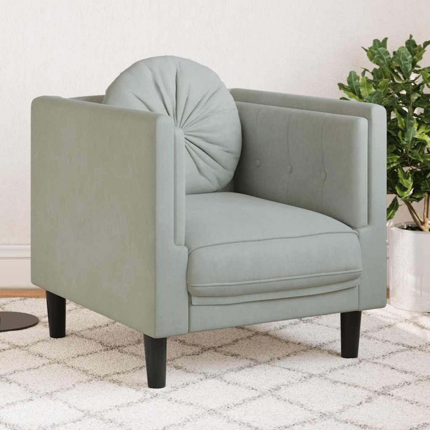 LuxusKollektion Sofa Sofa Samt Couch Kissen Sitzkissen Midcentury 71 x 77 x 70 cm Hellgrau