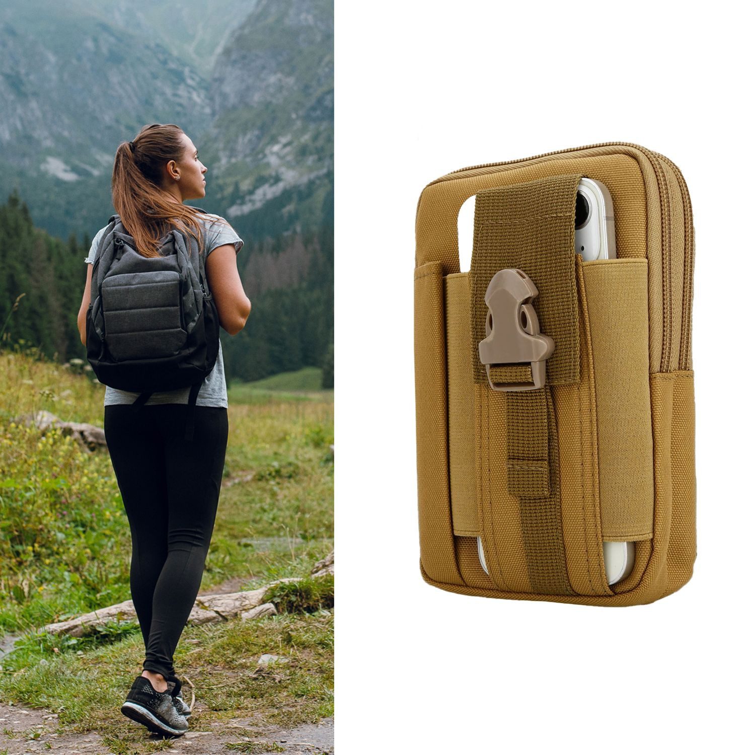 Cadorabo Handytasche für Xiaomi Mi A2 LITE / RedMi 6 PRO (1-tlg), Hülle mit Schultergurt Handyhalter Militär Gürteltasche Hüfttasche