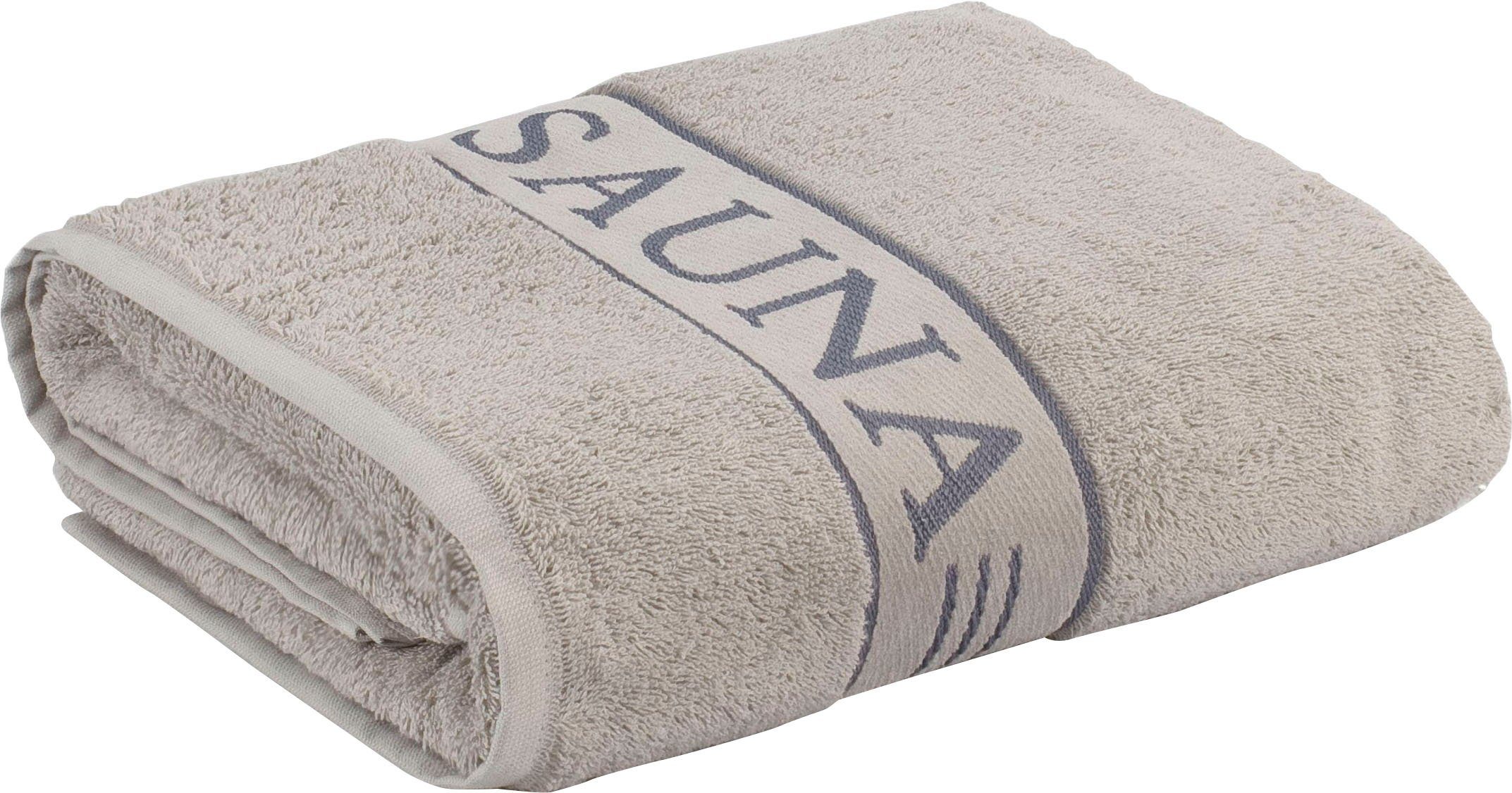 Möve for frottana Saunatuch Möve, Walkfrottier (1-St), mit Saunaschriftzug auf der Bördüre