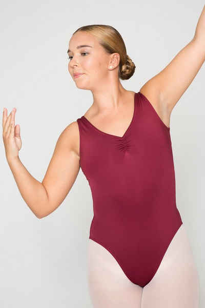 tanzmuster Body Damen Ballettanzug Carolin mit Cut-Out Rücken Raffung am Ausschnitt