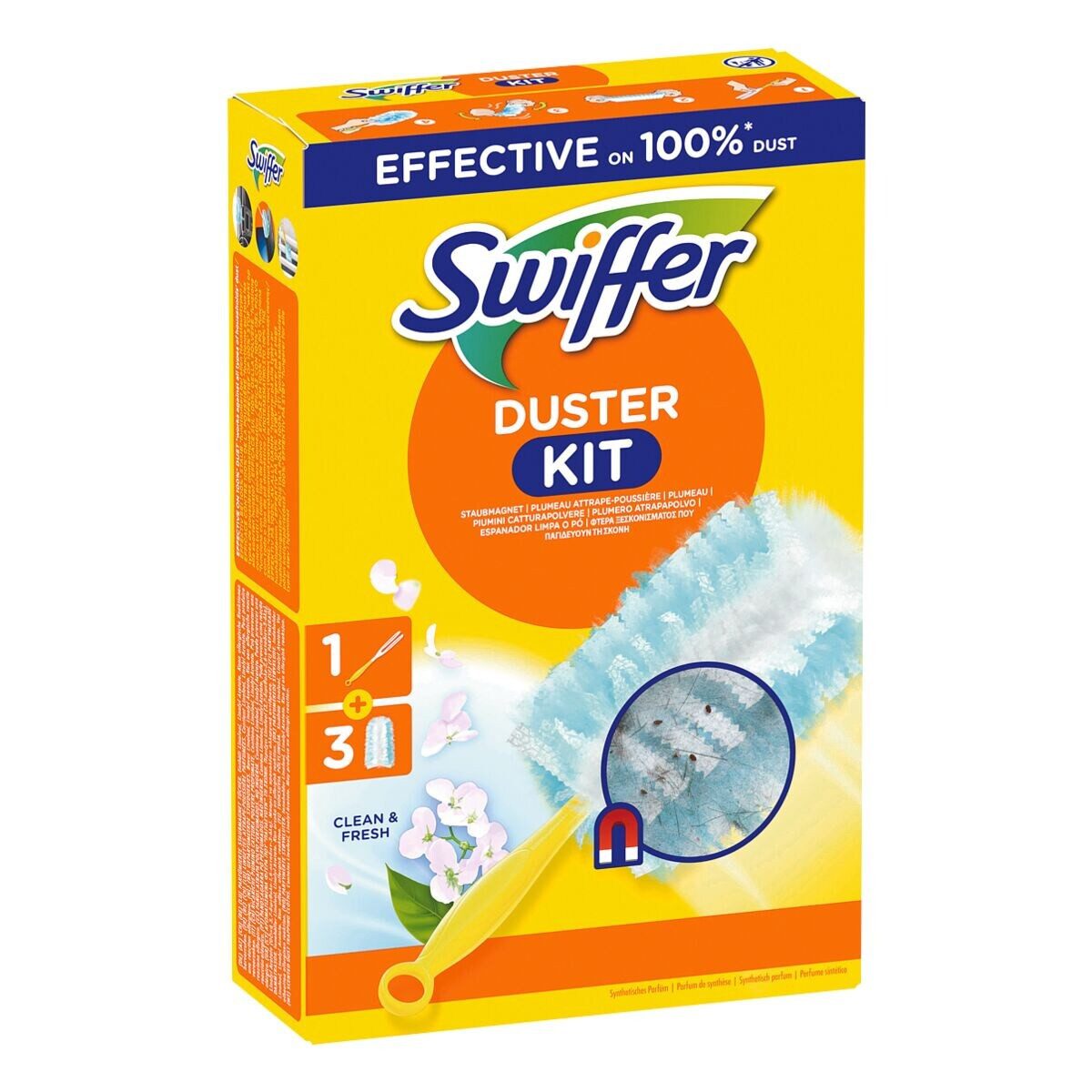 Swiffer Staubwischer Duster Staubmagnet Clean & Fresh Starter-Kit, Griff + 7 Tücher
