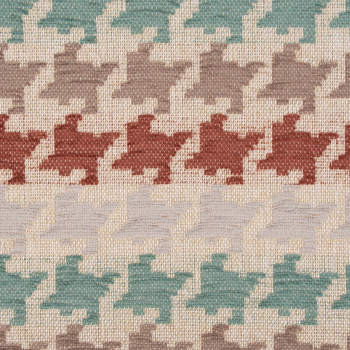 Thumbnail - SCHÖNER LEBEN. Stoff Polsterstoff Dekostoff Jacquard Mira Hahnentritt beige rot türkis, pflegeleicht