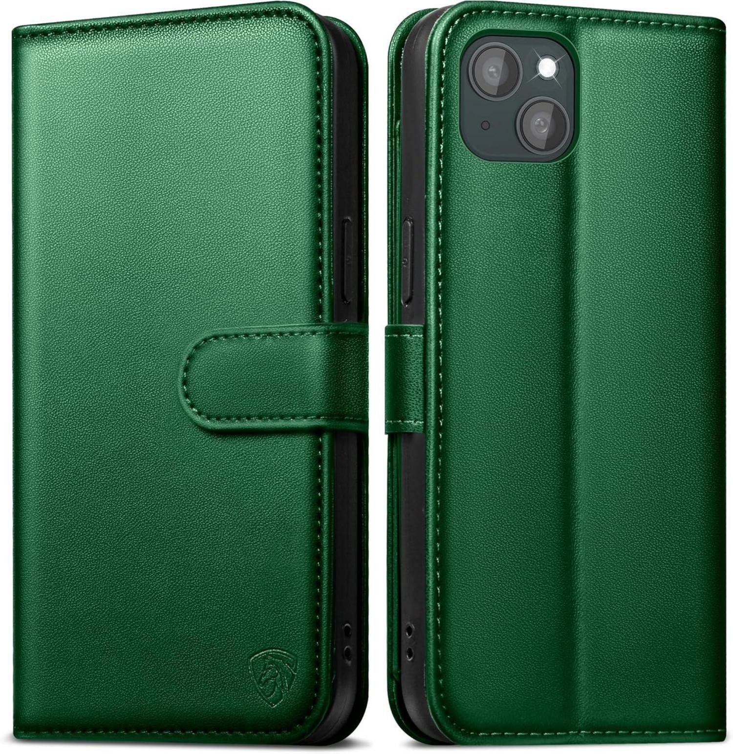 LuxusKollektion Handyhülle Handyhülle für iPhone 14 mit Schutz Glas Kartenfächer RFID Blocker