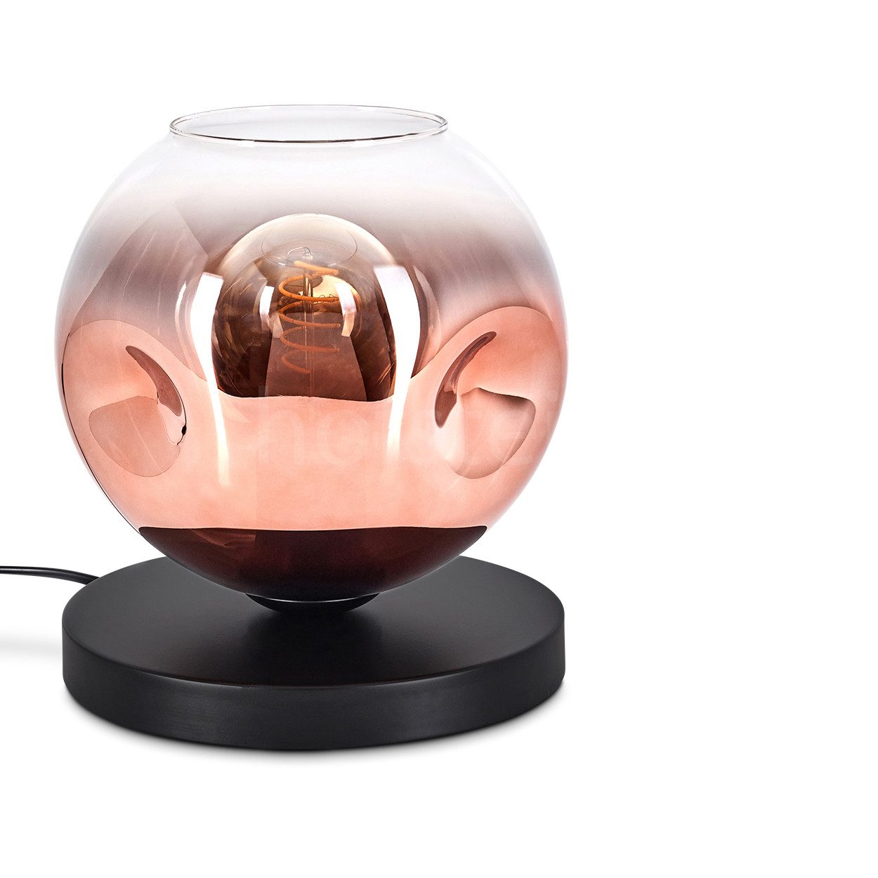 hofstein Tischleuchte Tischlampe aus Metall/Glas in Schwarz/Kupferfarben/Kl günstig online kaufen