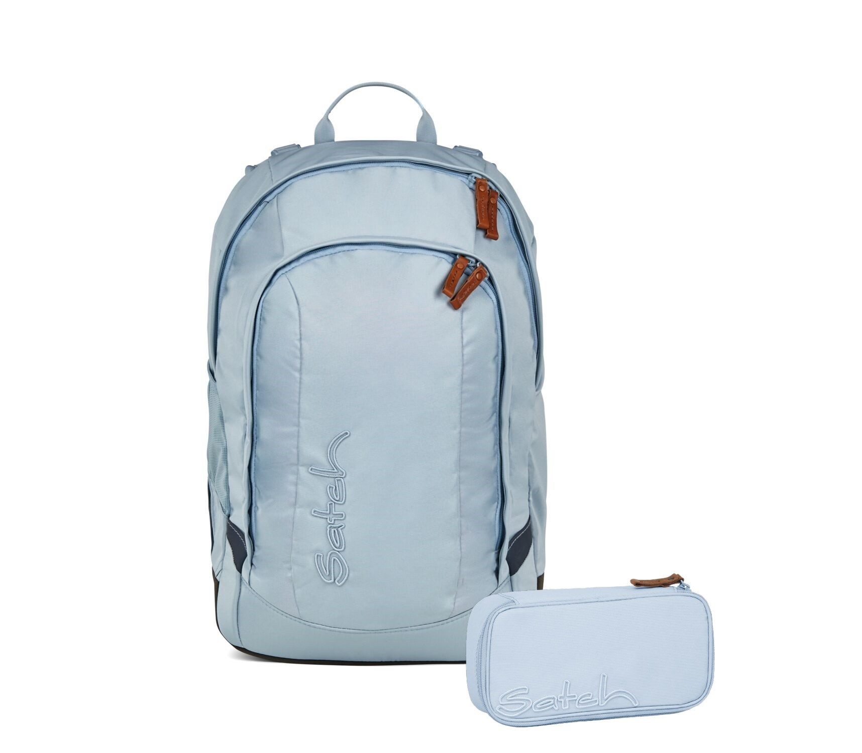 Satch Schulranzen Schulrucksack-Set AIR Nordic Ice Blue 2-teilig (2-teilig), Schulranzen, ergonomisch, Laptop-Fach, Your-Size-System