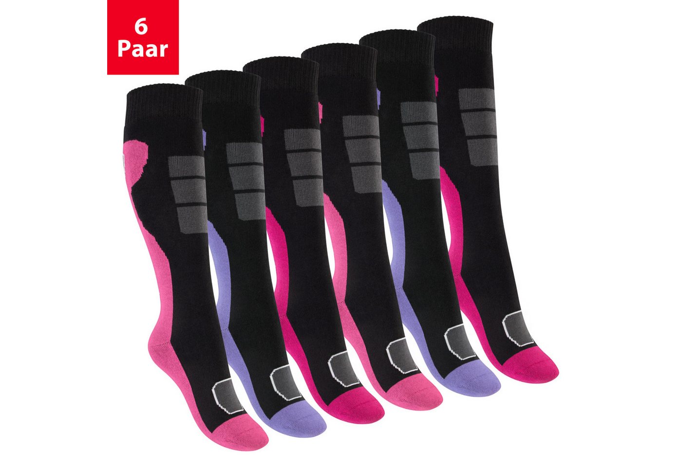 Footstar Thermosocken Bunte Kinder Outdoor Kniestrümpfe (6 Paar) Thermo Strümpfe