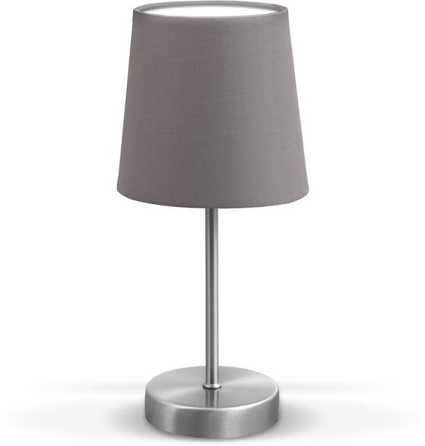 B.K.Licht Tischleuchte, LED Tischlampe Stoff Dekolampe Nachttisch-Leuchte Wohnzimmerlampen E14 grau-Otto