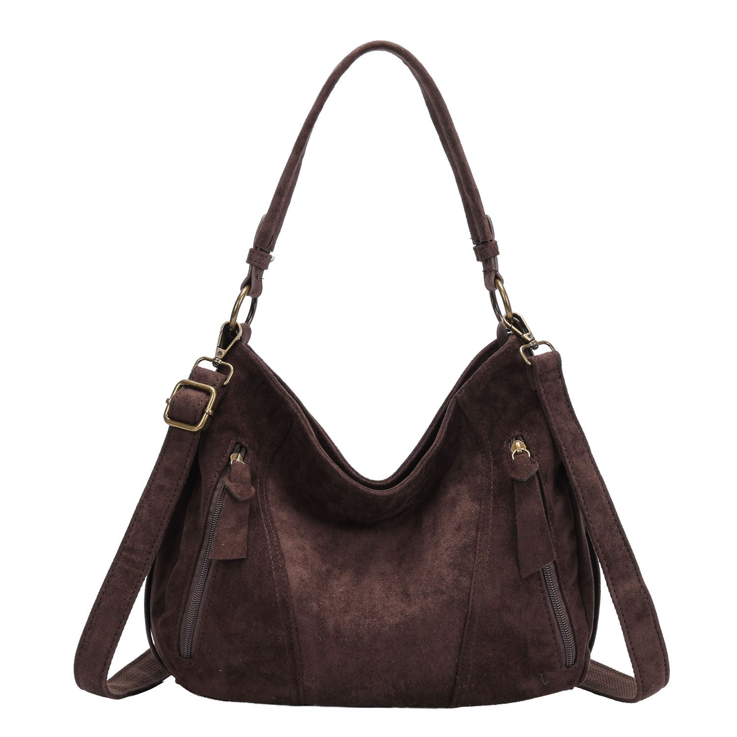 ITALYSHOP24 Schultertasche Damen Tasche Shopper Hobo-Bag Crossbody CrossOver, als Handtasche, Umhängetasche, Shopper tragbar