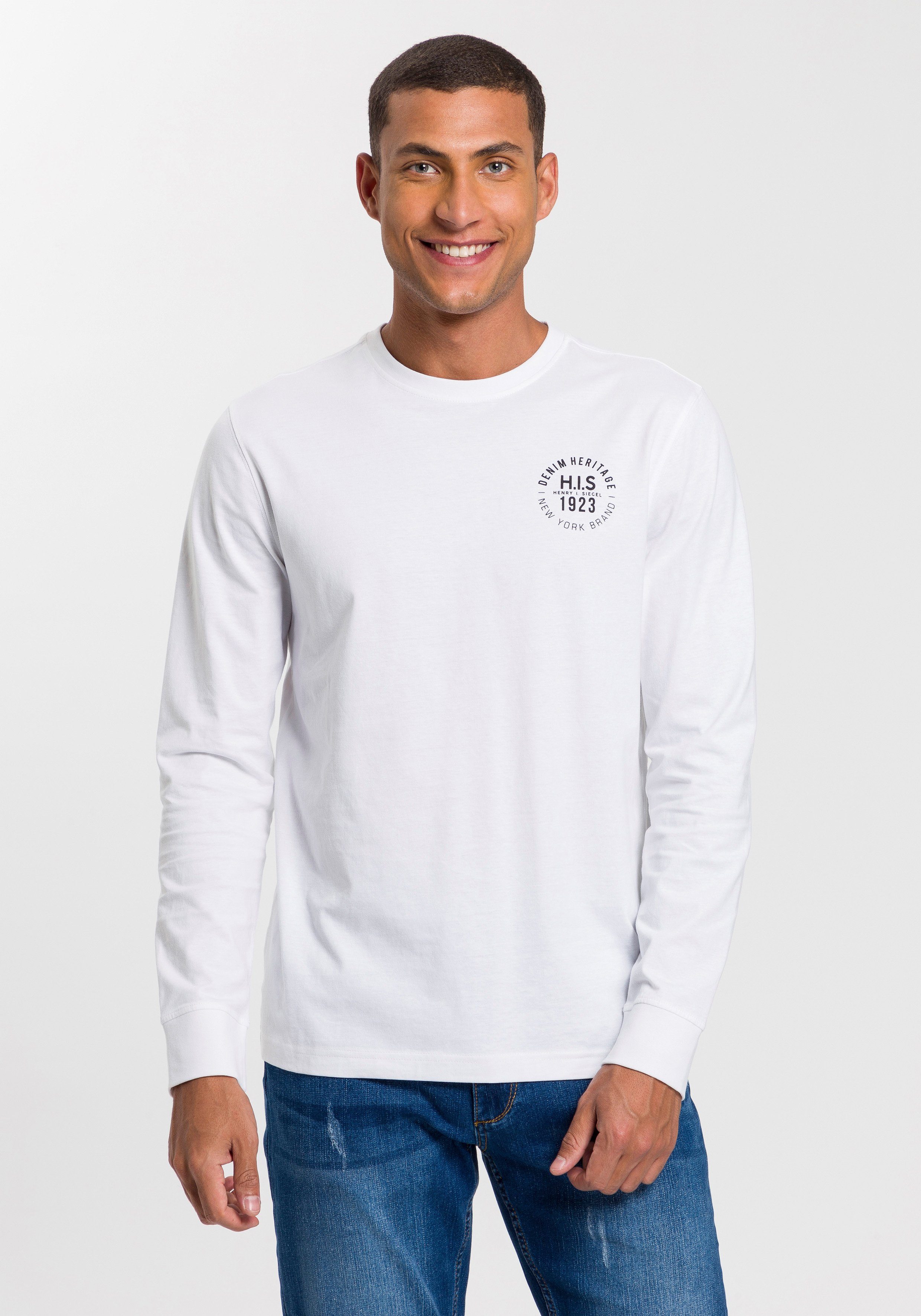 H.I.S Langarmshirt (Packung, 2-tlg., 2er-Pack) Langarm, bedruckt, Rundhalsa günstig online kaufen